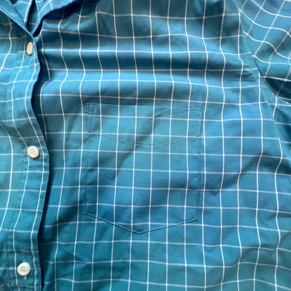 Vintage John Henry Blue Checkered Short Sleeve Button Down Shirt White Collar 8 - Picture 4 of 9